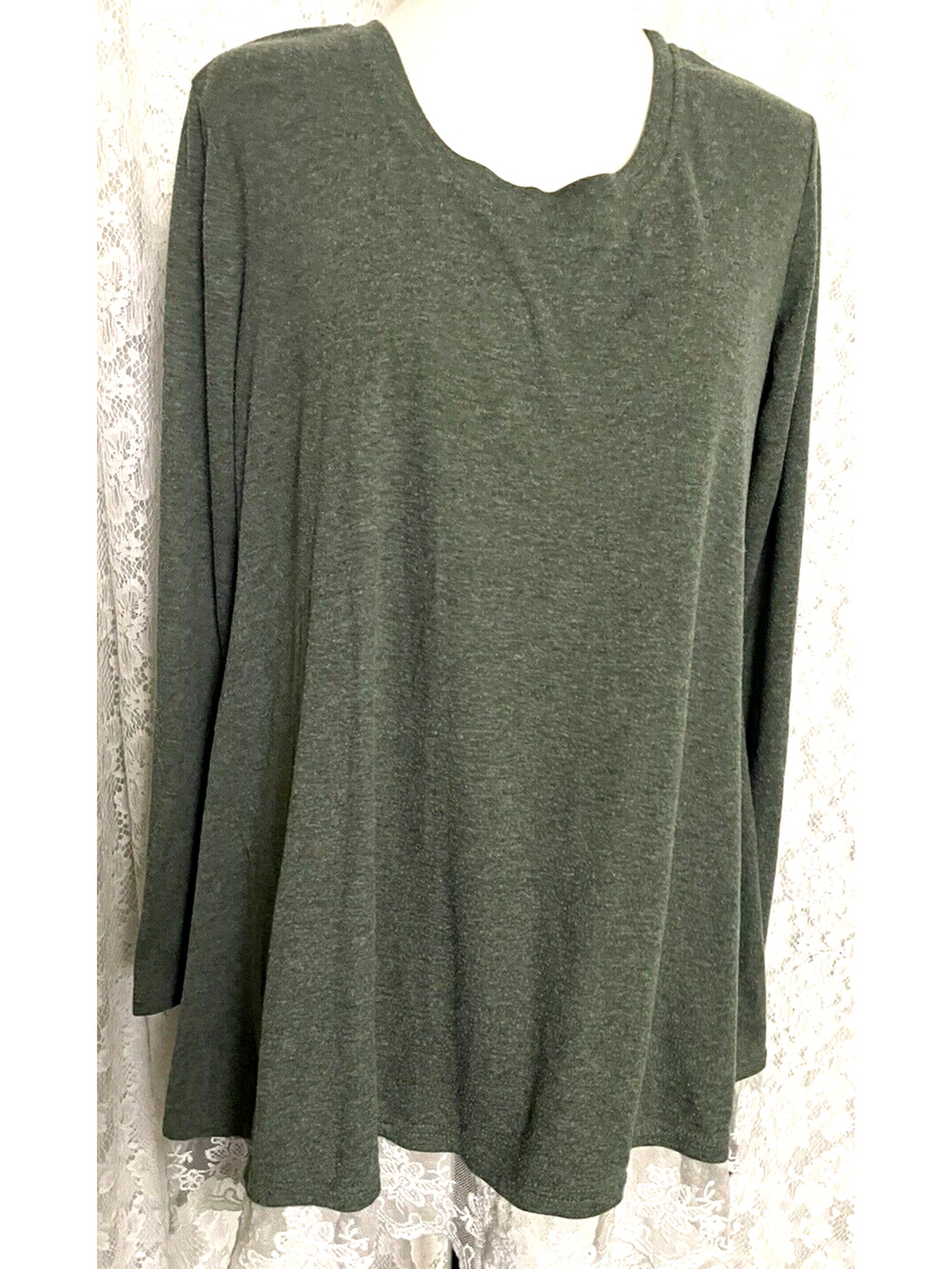 Sanifer tunics for women’s-shirt W-Lace Dark Green Size L 12/14